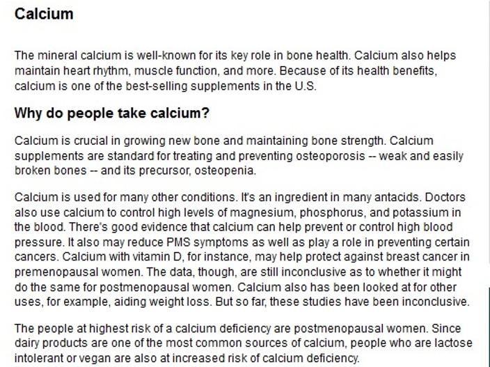 Benefits of Calcium