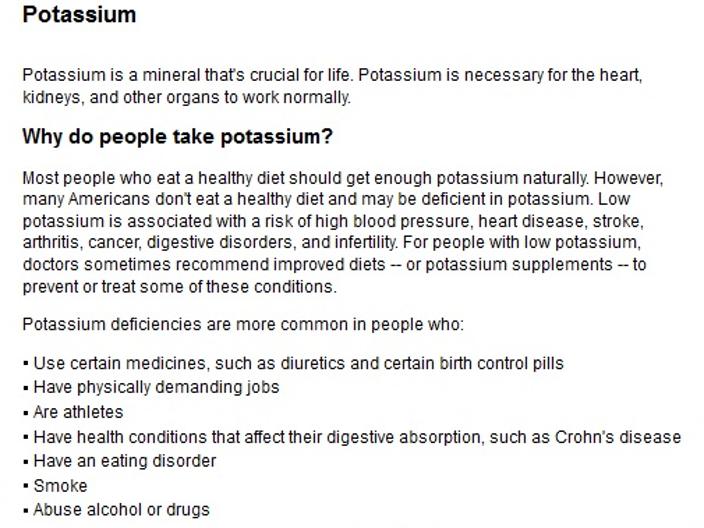 Benefits of Potassium